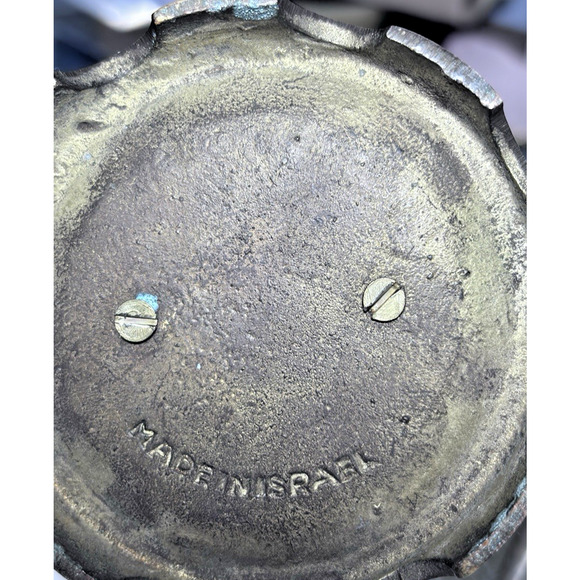 Hanukkah Menorah 9 Branch Brass Enamel Candle Holder 7" Tall Made in Israel - Picture 11 of 14